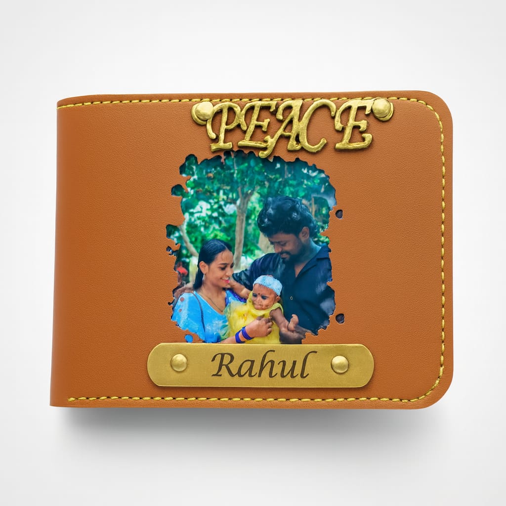 Photo wallet uv printed customised with name and charm